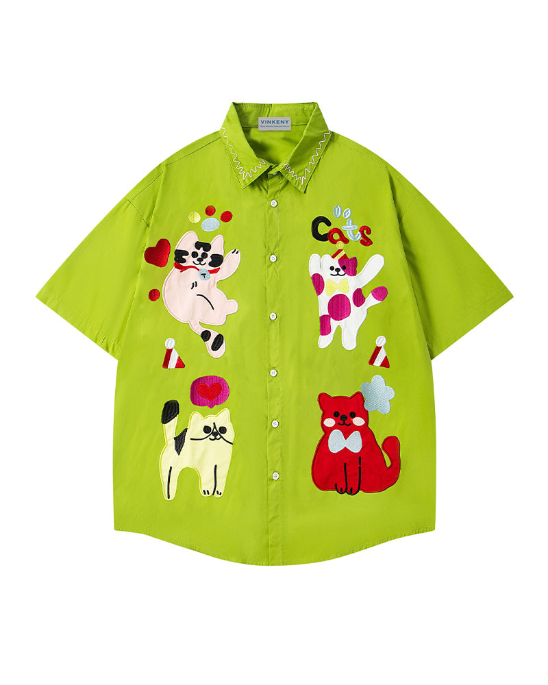 Cute cat short sleeve shirt