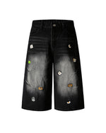 刺繍入りクロップドジーンズ