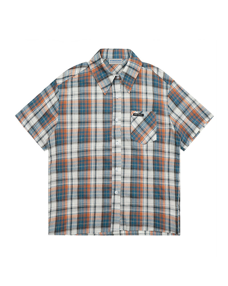 Vintage check short-sleeved shirt