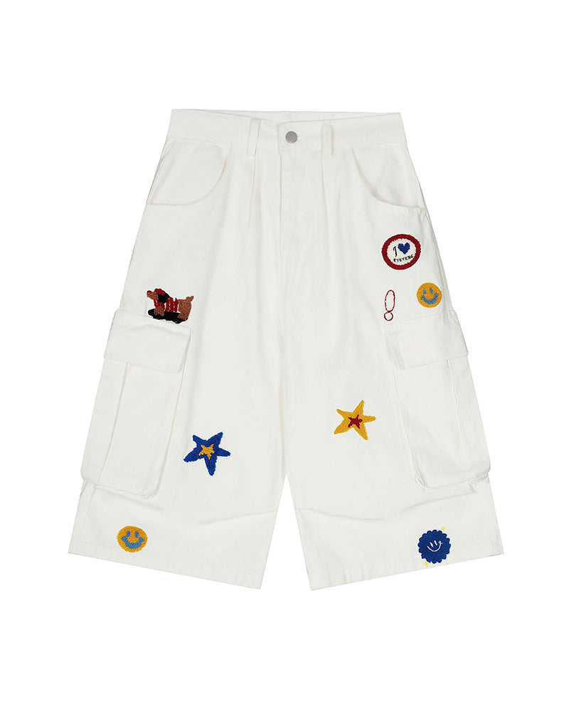 Cartoon pattern cropped shorts