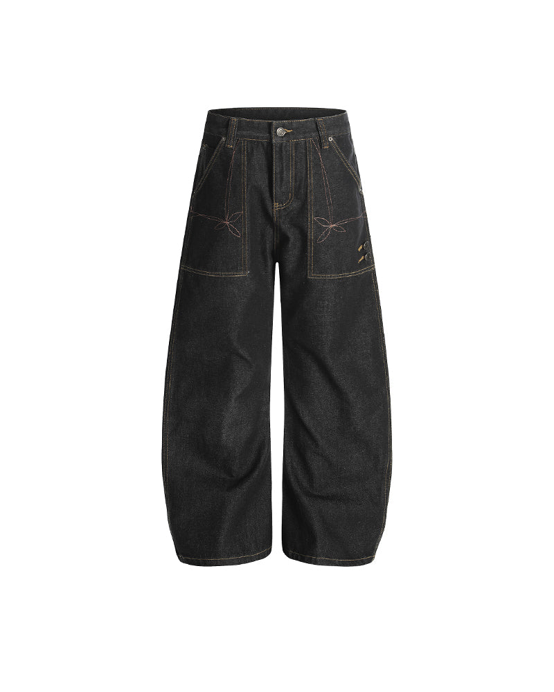 Embroidered loose-fit jeans