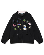 楽しいフード付きスウェットシャツジャケット