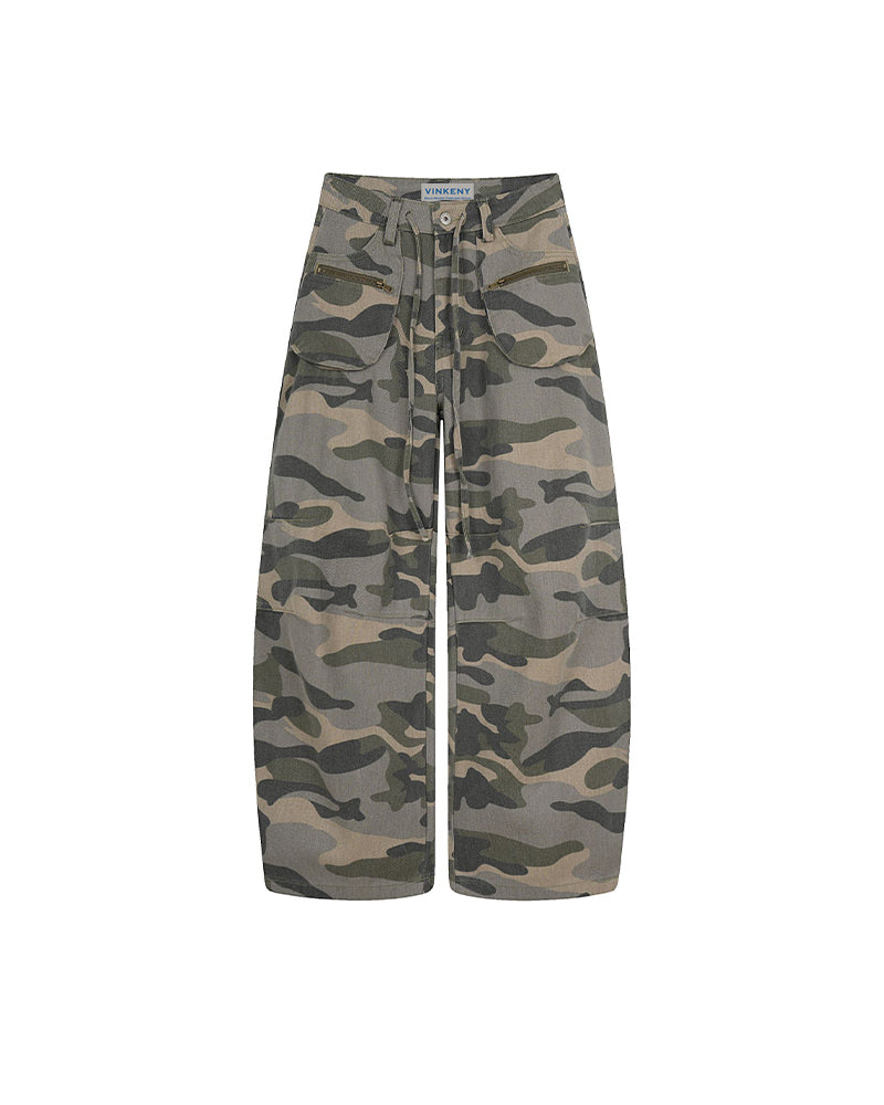 Camouflage wide-leg pants