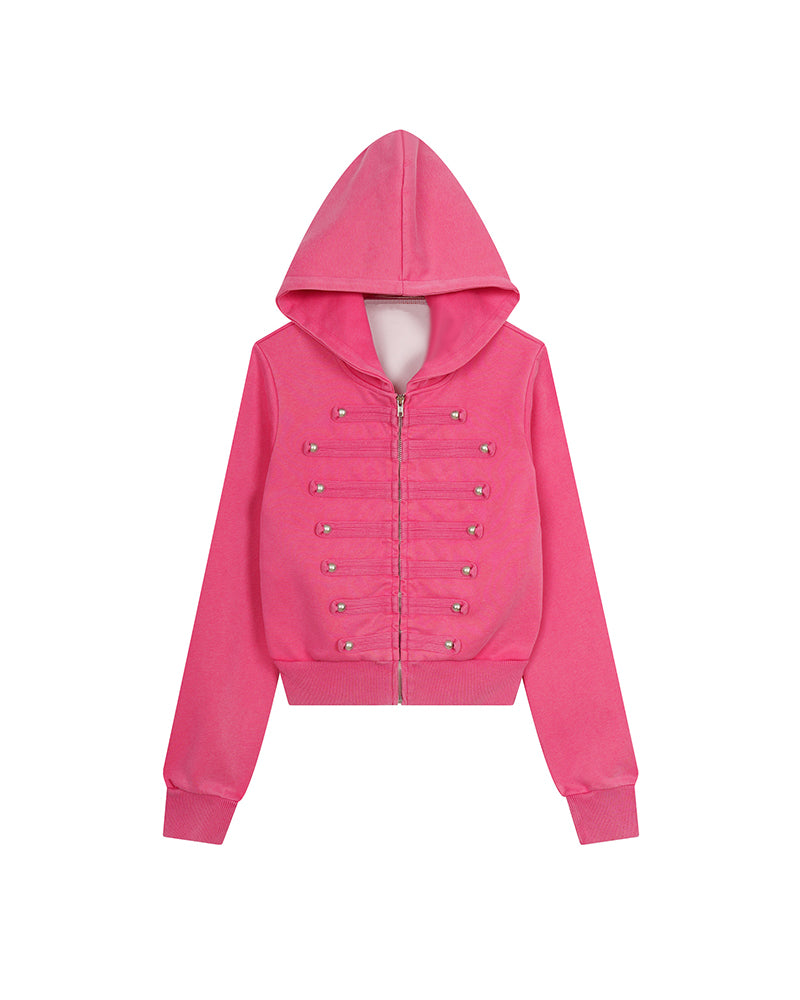 Washed-finish zip-up jacket