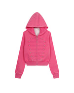 Washed-finish zip-up jacket