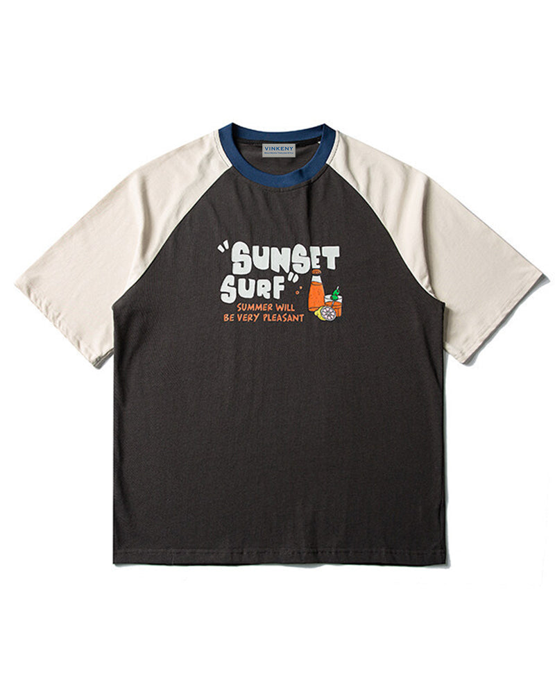 Retro colorblock short sleeves
