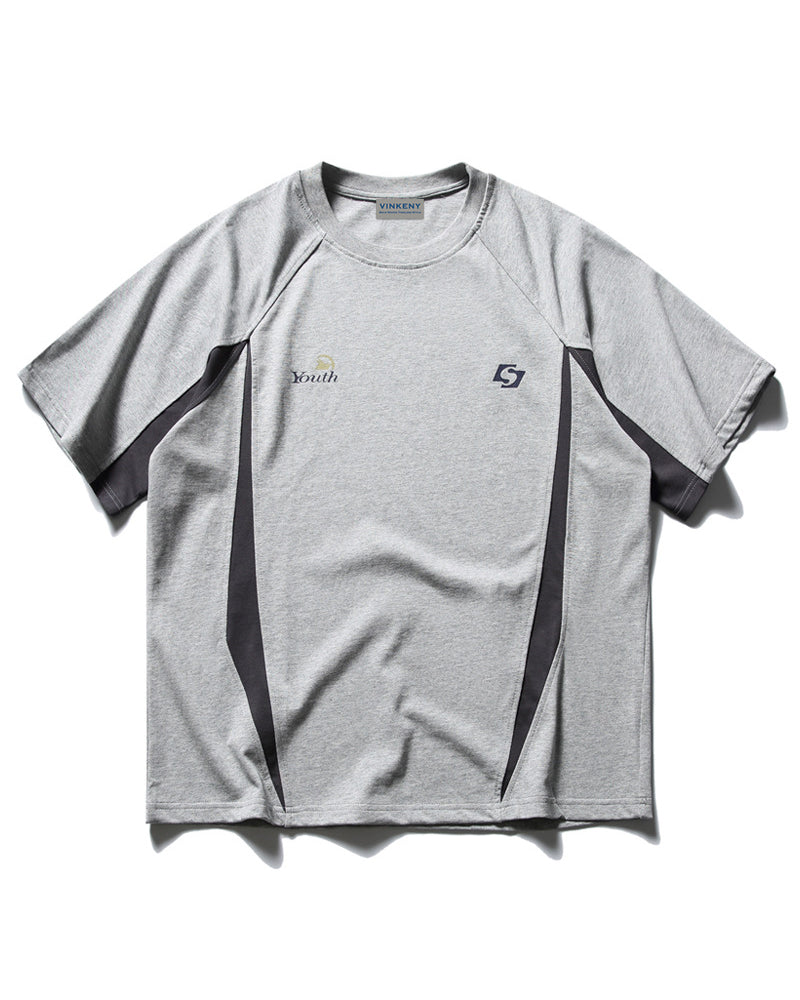 Retro contrast color stitching short sleeves