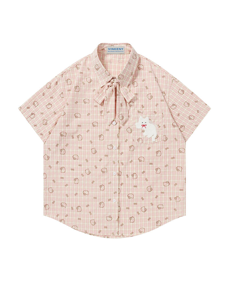 Short-sleeve plaid shirt