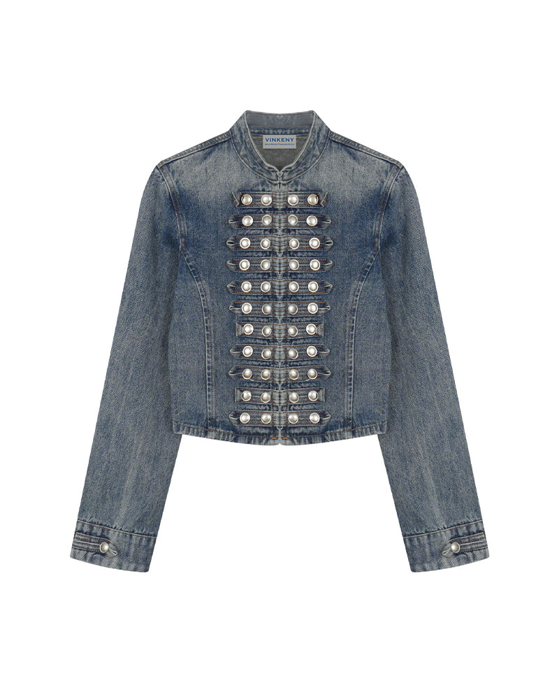 Double-breasted denim jacket