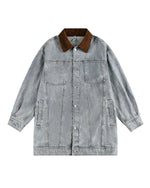 ウォッシュ加工のダメージデニムワークジャケット