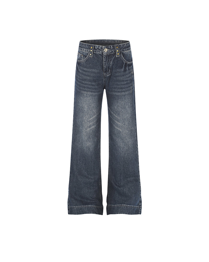 Washed straight-leg trousers