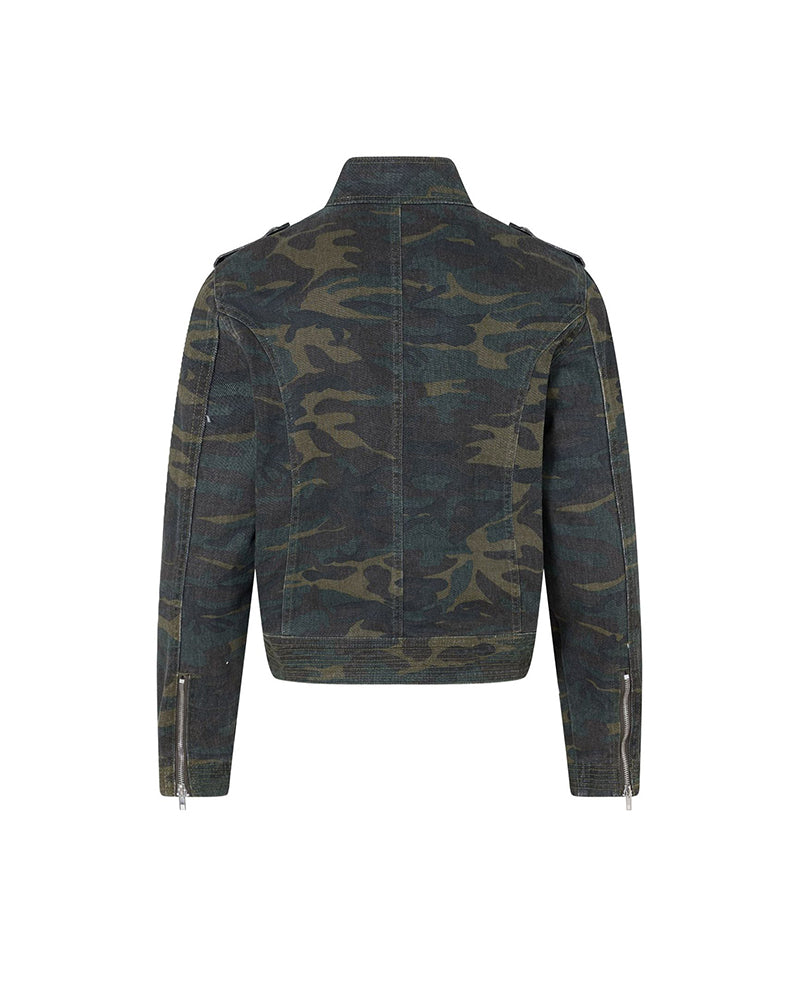 Double-breasted stand-collar jacket