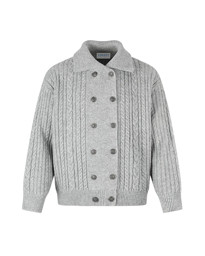 Double-breasted knit jacket