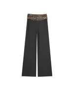 Leopard-print panel trousers