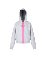 Hooded jacket with large zipper