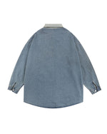 コントラストカラーデニムポロトップ