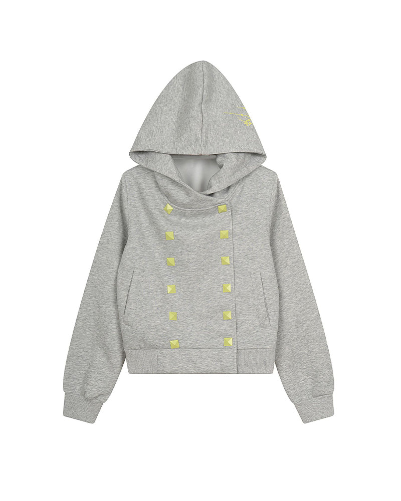 Double-breasted hooded sweatshirt