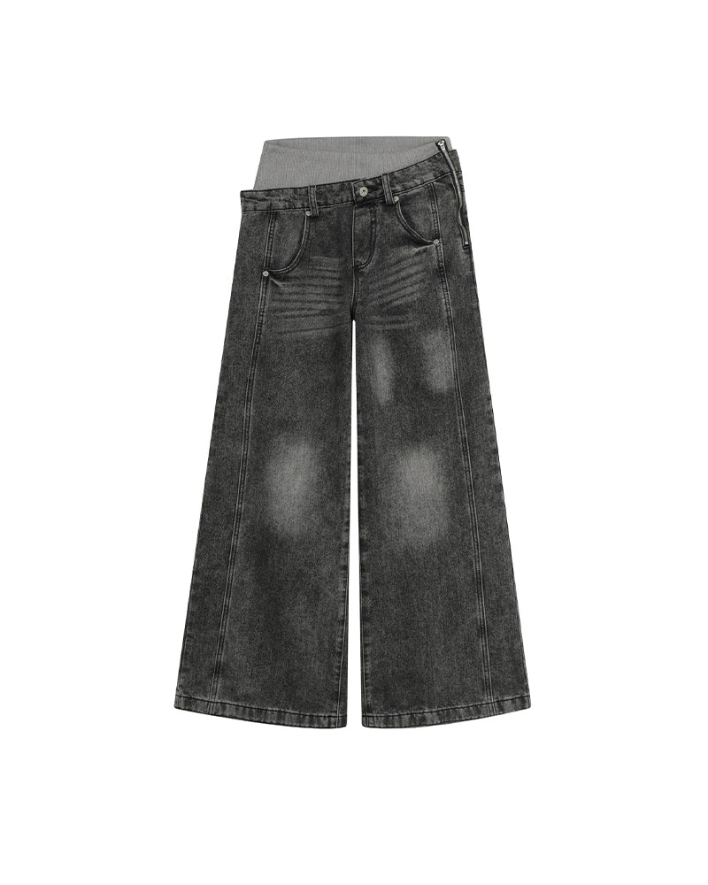 Dual-waistband panelled jeans