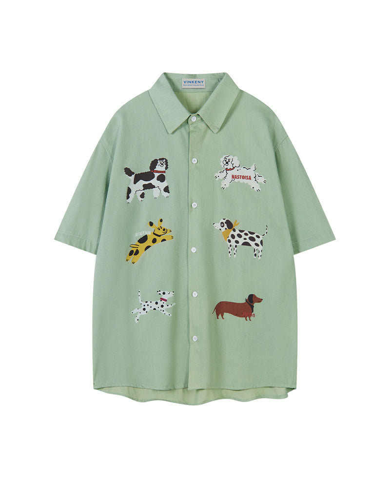 Retro cartoon short sleeve shirt