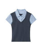 Fake two-piece short sleeves