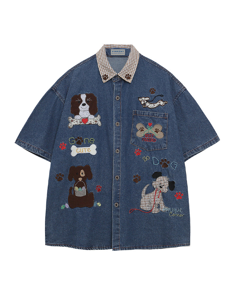 Contrast color funny puppy shirt