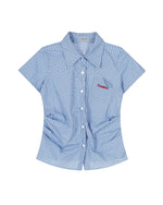 レトロチェック柄半袖シャツ