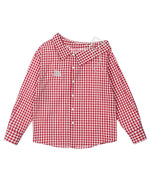 チェック柄のゆったりとした長袖シャツ