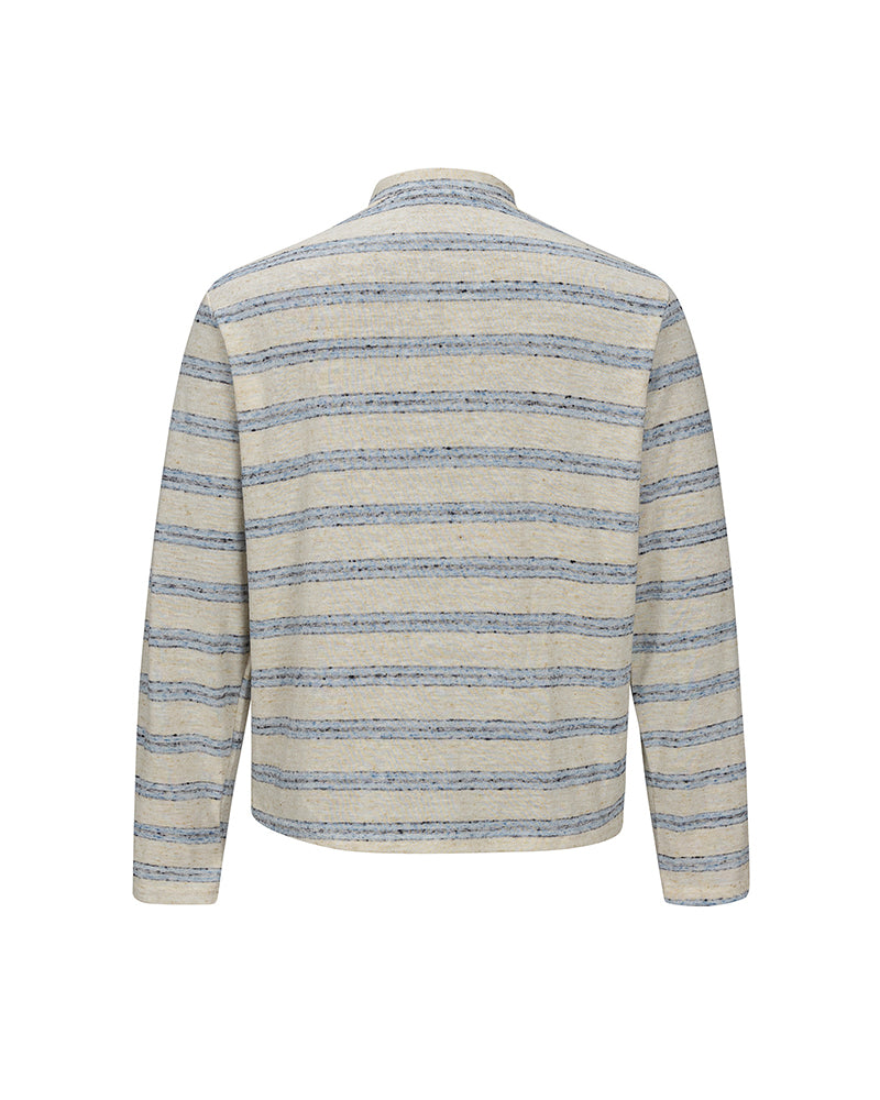 Striped long-sleeve Henley shirt