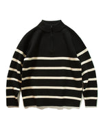 スタンドカラーハーフジップセーター