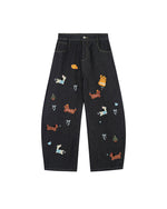 재미있는 패턴의 데님 팬츠