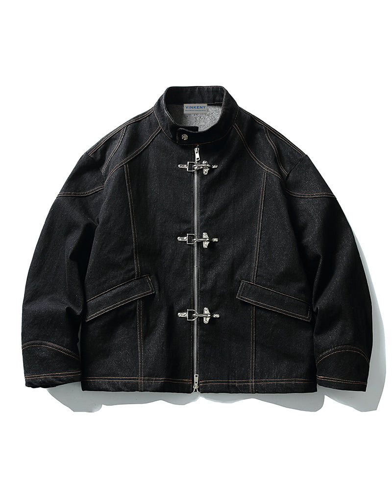 Airplane buckle casual denim jacket