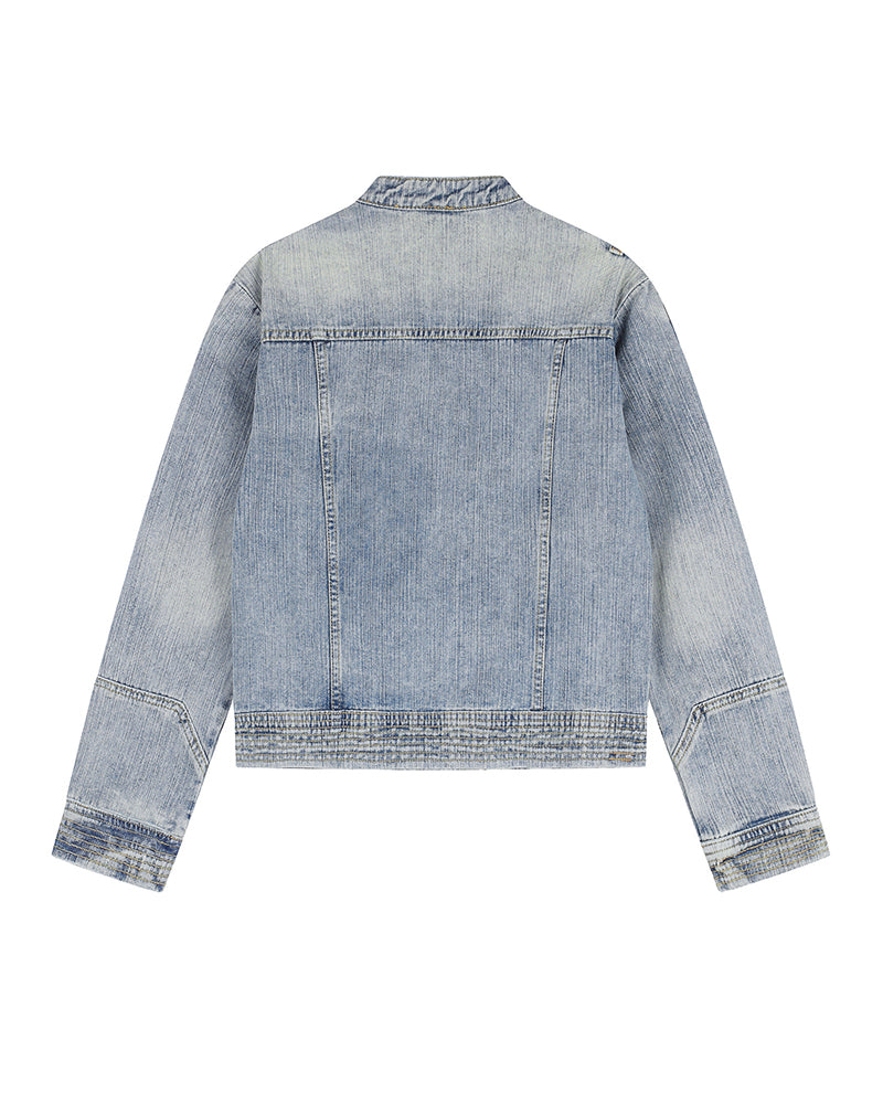 Distressed denim jacket