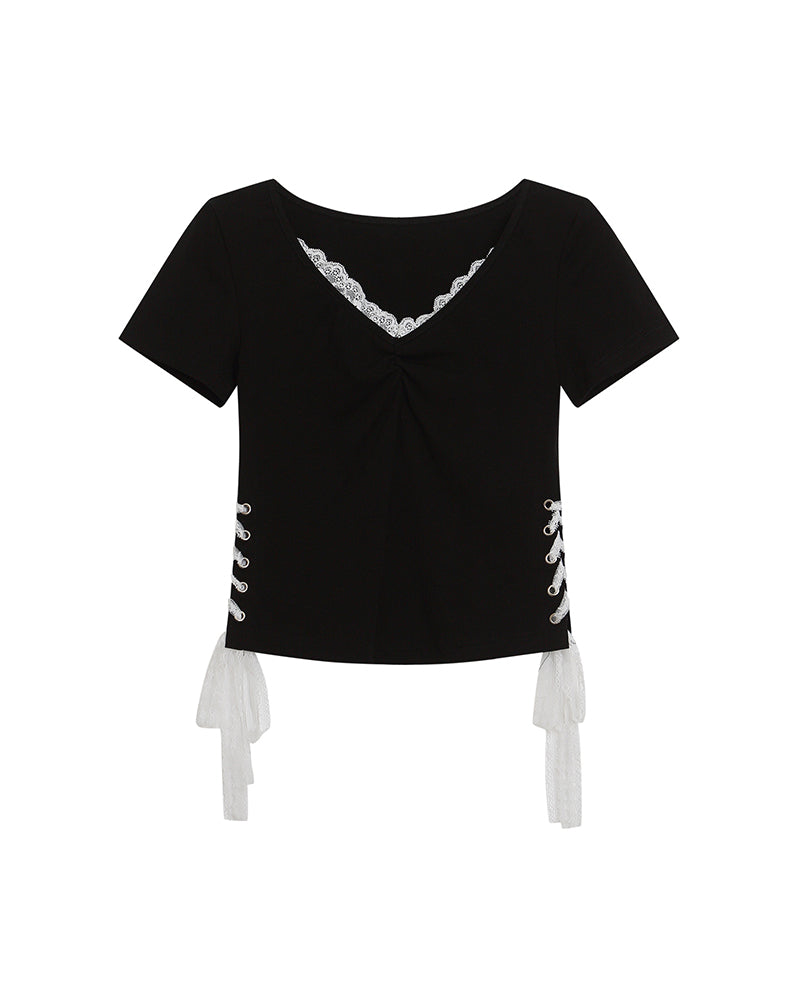 Retro lace short sleeves