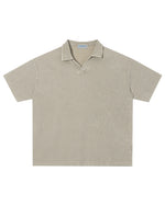 235g Distressed waffle-knit polo shirt