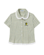 Plaid Lace Short-Sleeve Shirt