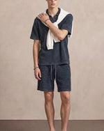 235g Distressed waffle-knit polo shirt