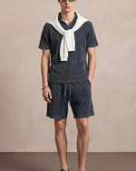 235g Distressed waffle-knit polo shirt