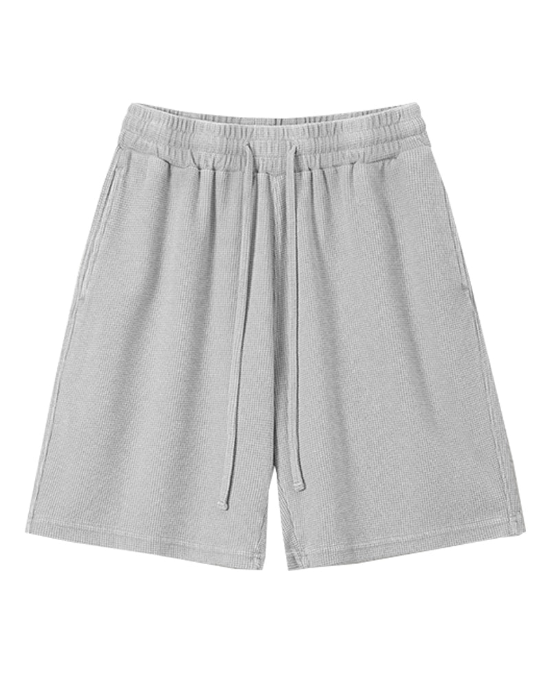 235g Distressed waffle-knit shorts