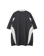 Contrast print lapel short sleeves