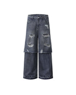 Vintage distressed straight jeans