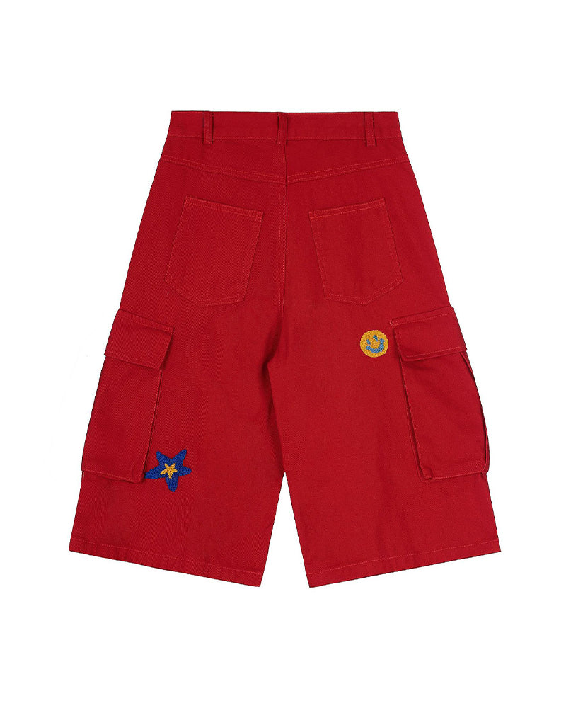Cartoon pattern cropped shorts