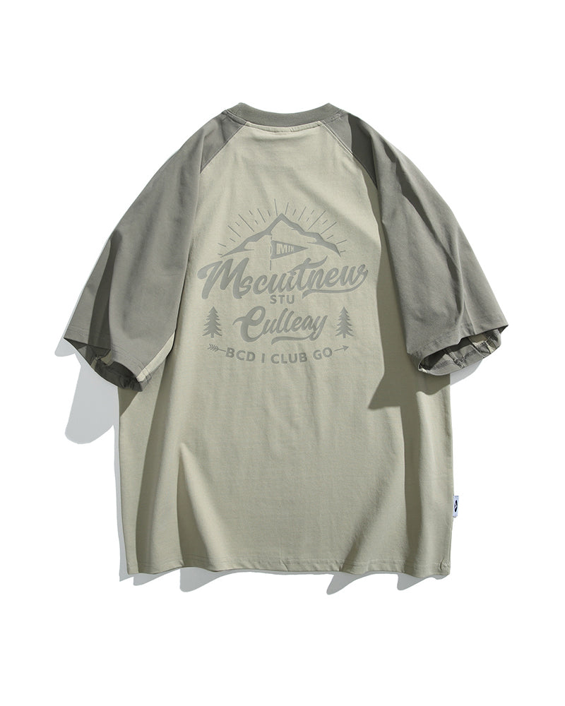 Retro contrast print short sleeves