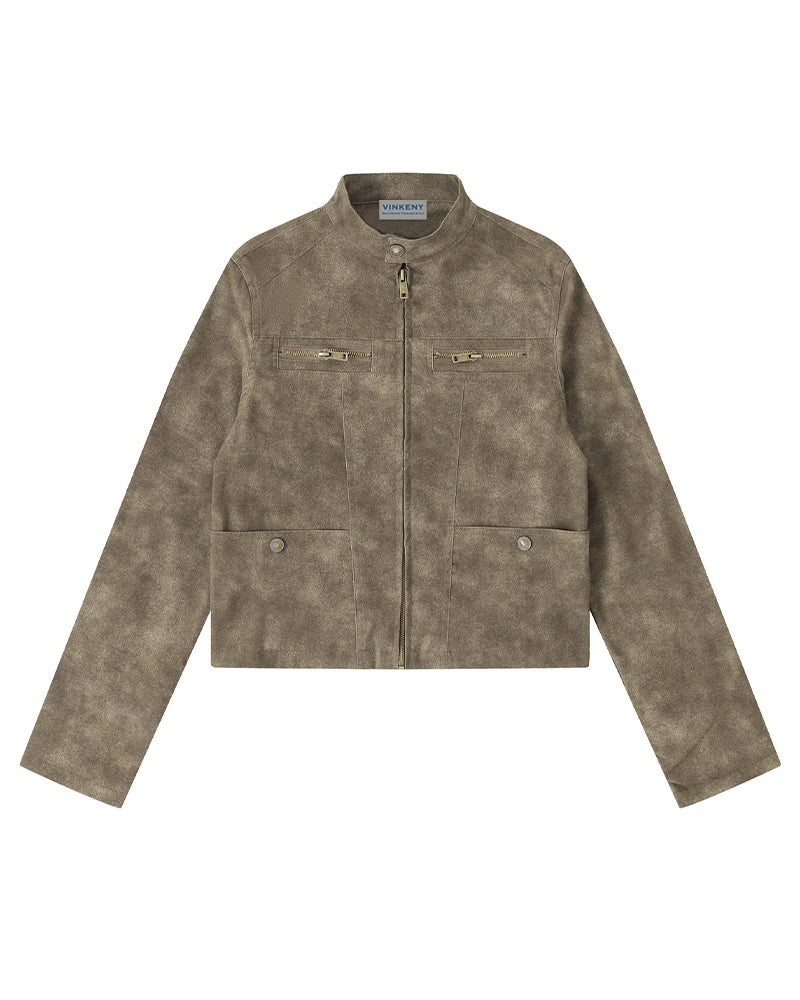 Stand-collar zip-up jacket