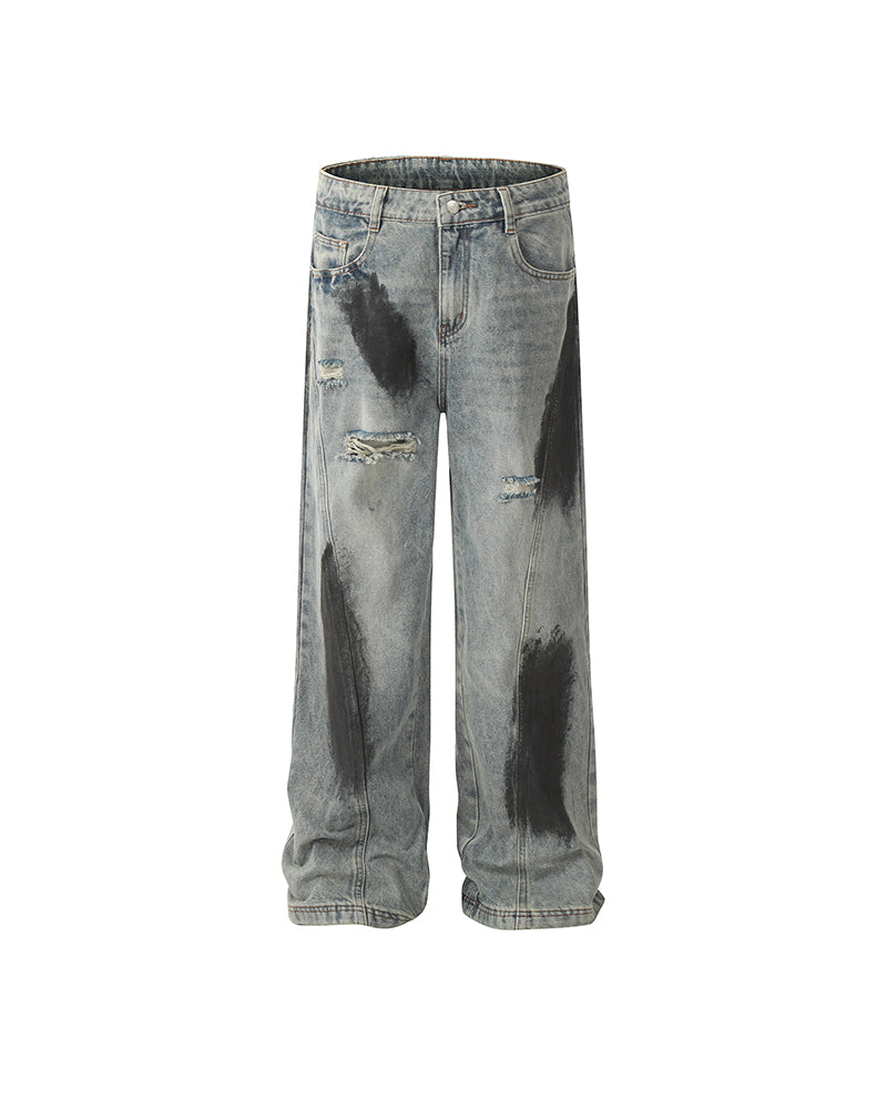 Paint-splatter wash jeans