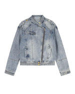 Distressed denim jacket