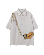 レトロな刺繍のカジュアル半袖