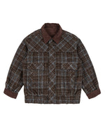 レトロなパッチワークチェック柄ワークジャケット