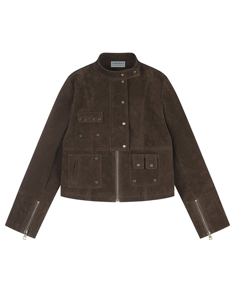 Stand-collar zip-up jacket