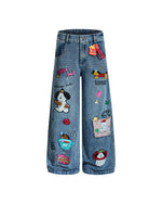 Cartoon washed straight jeans