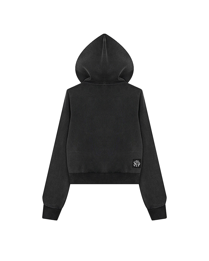 Washed-finish zip-up jacket